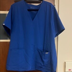 Figs Royal Blue V-Neck Scrub Top